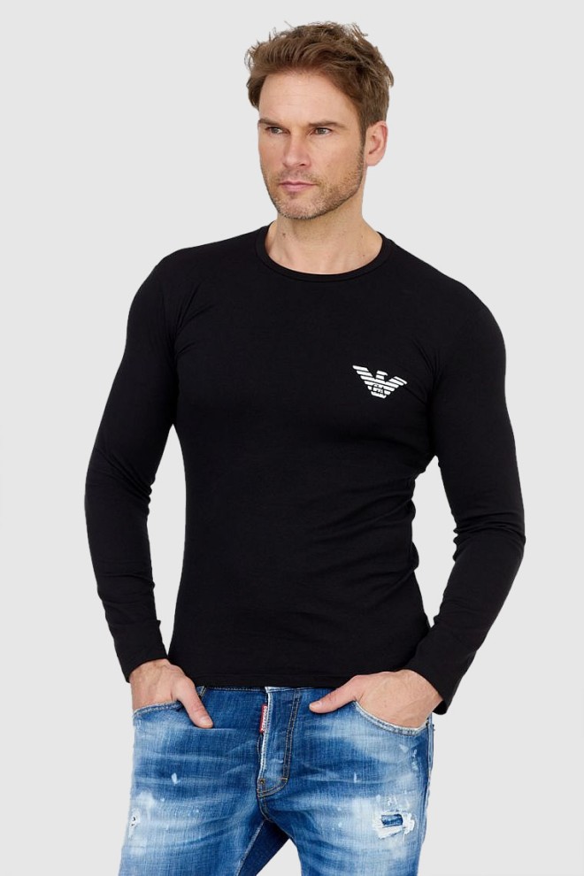 EMPORIO ARMANI Black men's logo longsleeve