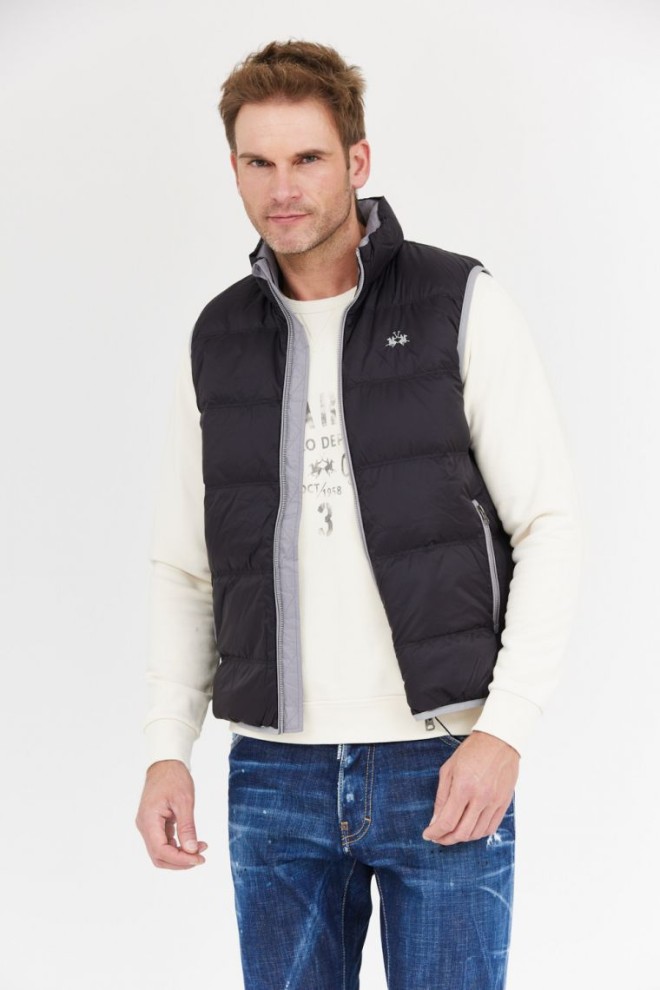 LA MARTINA Black men's down sleeveless jacket