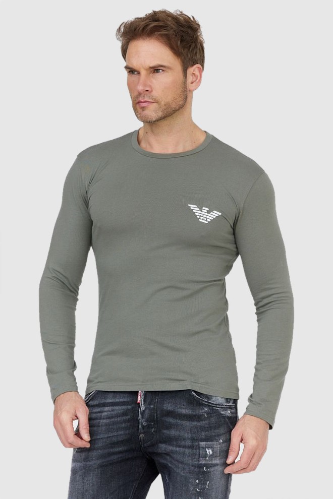 EMPORIO ARMANI Green men's logo longsleeve