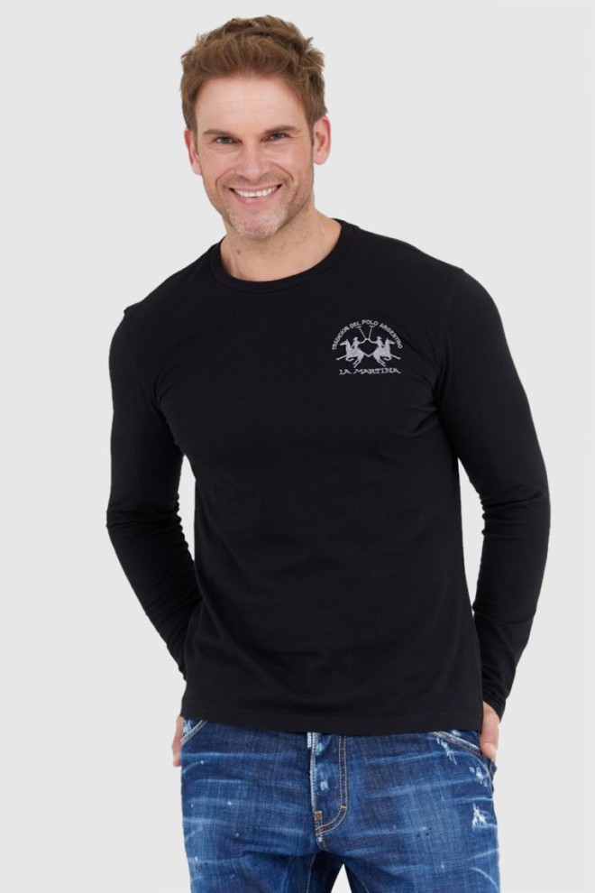 LA MARTINA Black men's cotton longsleeve