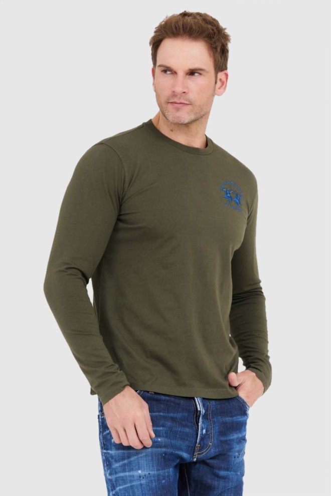 LA MARTINA Green men's cotton longsleeve