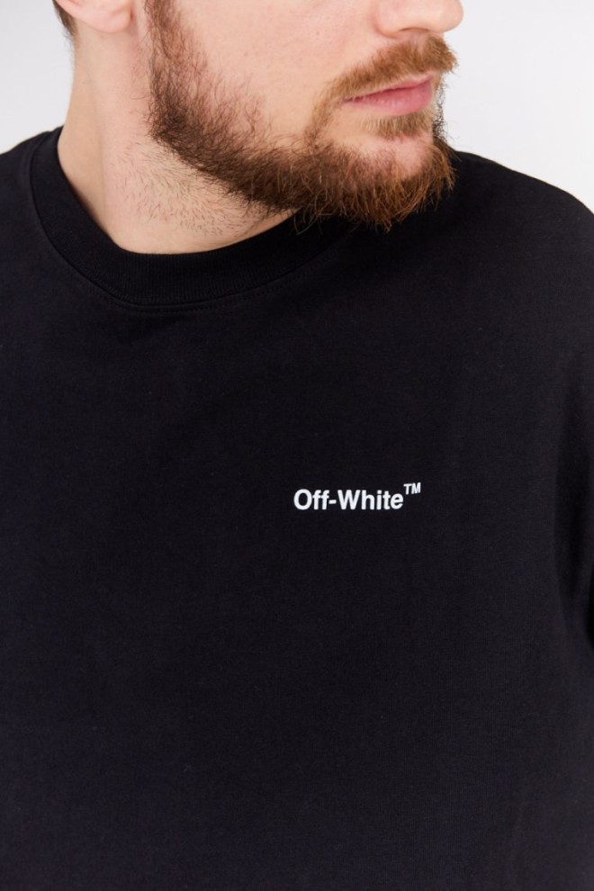 OFF-WHITE Manșon lung negru pentru bărbați cu imprimare pe spate