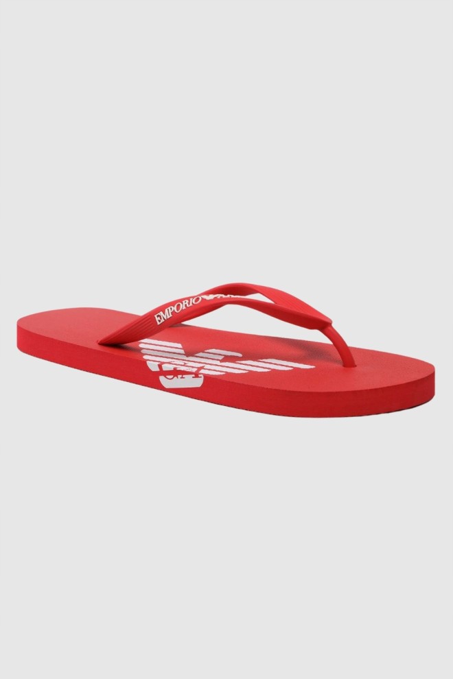 EMPORIO ARMANI Flip flop roșu cu logo alb