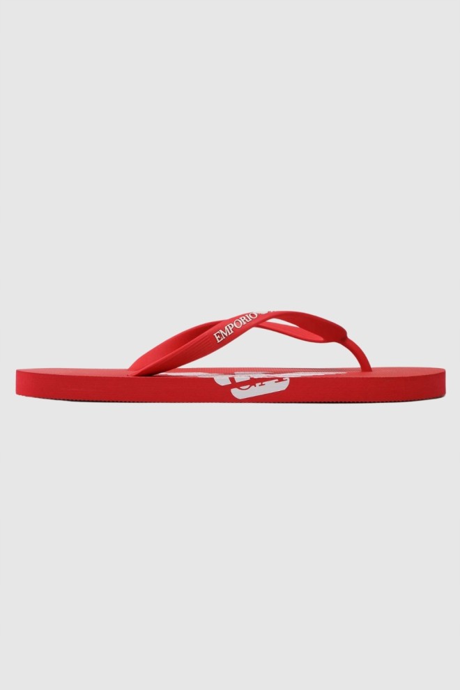 EMPORIO ARMANI Red flip-flops with white logo