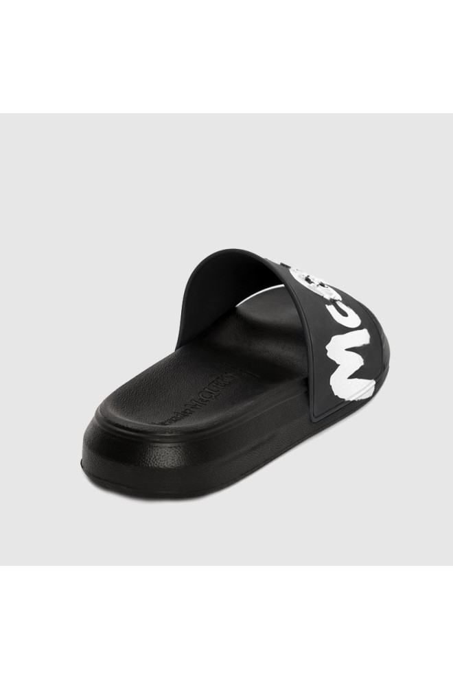 ALEXANDER MCQUEEN Black flip-flops with white logo