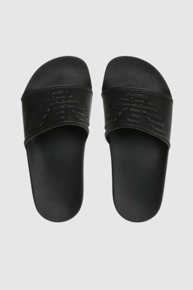 EMPORIO ARMANI Black logo flip-flops