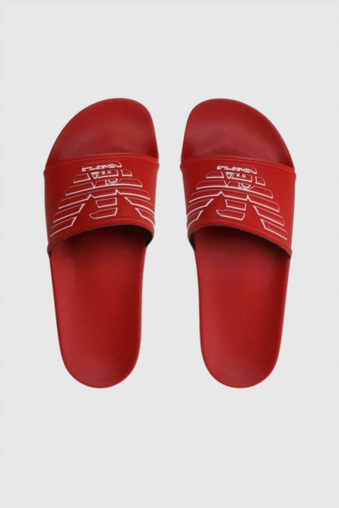 EMPORIO ARMANI logo red flip-flops