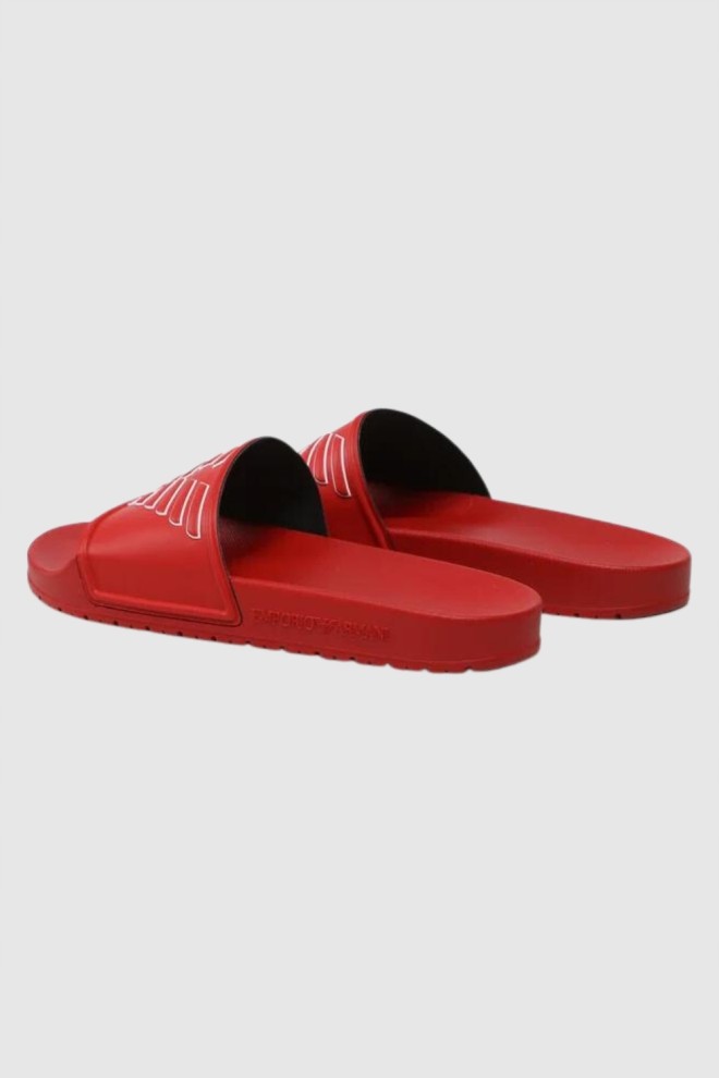 EMPORIO ARMANI logo red flip-flops