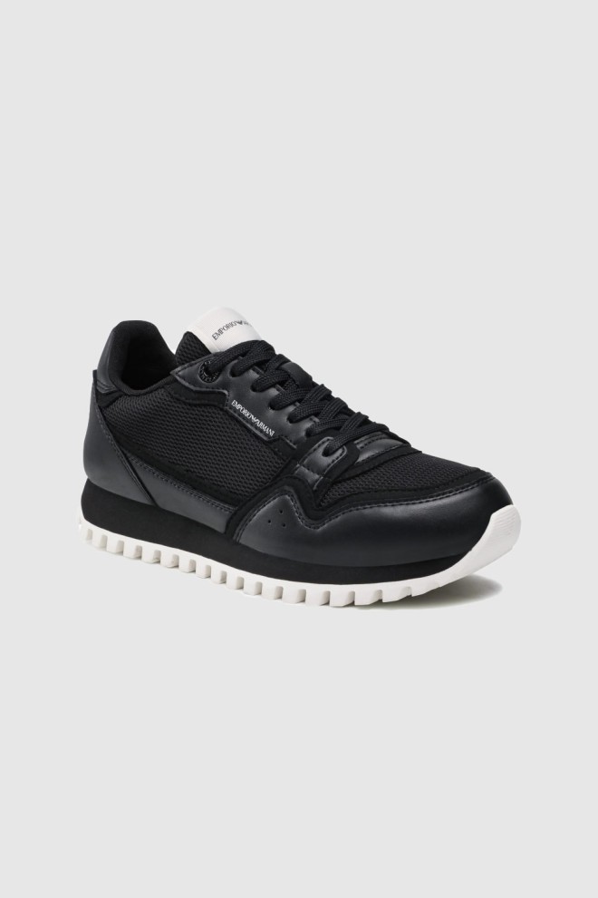 EMPORIO ARMANI Black men's logo sneakers