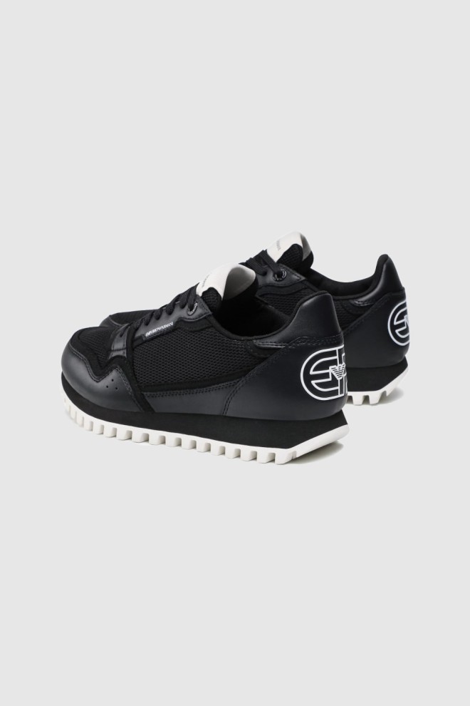 EMPORIO ARMANI Black men's logo sneakers