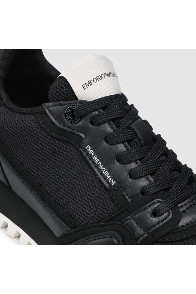 EMPORIO ARMANI Black men's logo sneakers