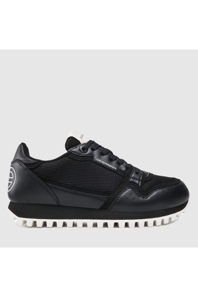 EMPORIO ARMANI Black men's logo sneakers