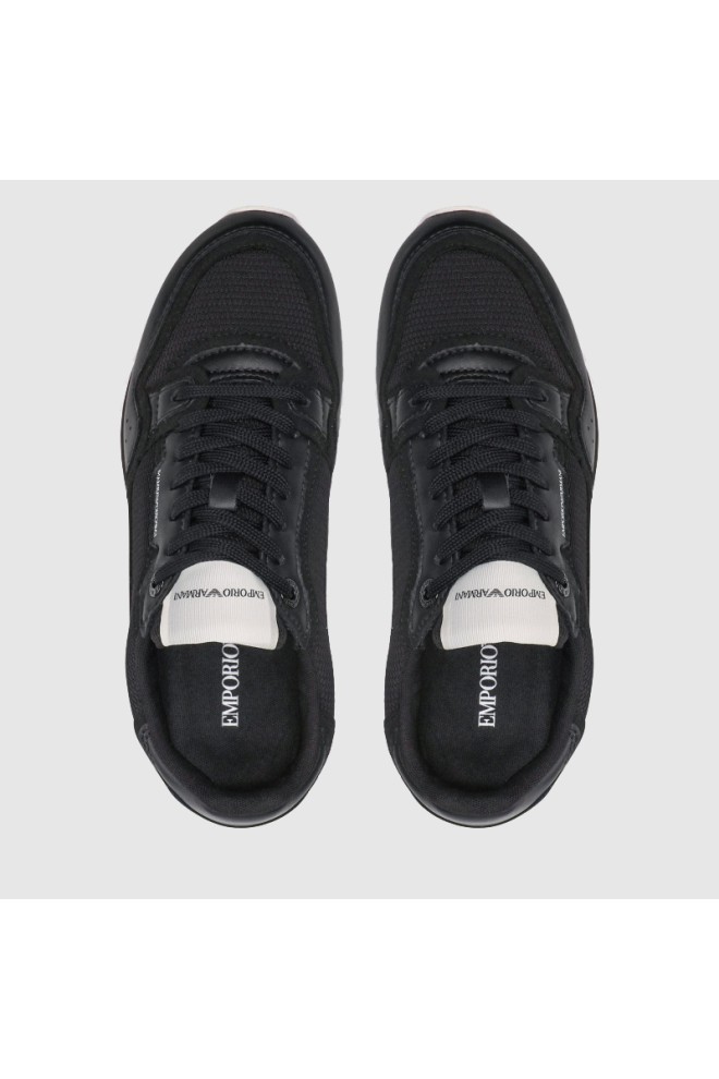 EMPORIO ARMANI Black men's logo sneakers