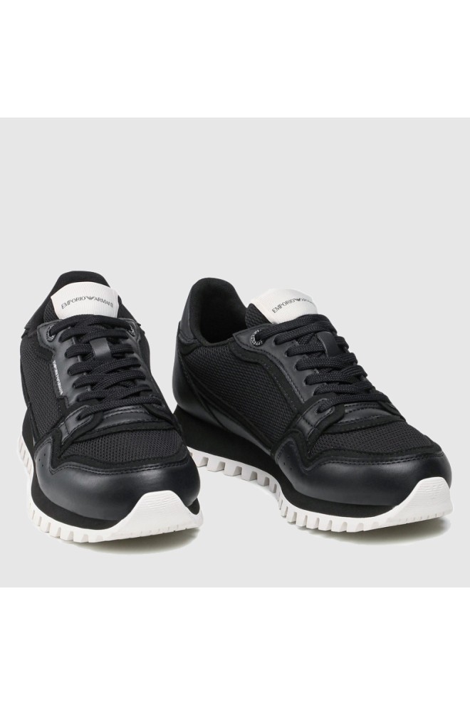 EMPORIO ARMANI Black men's logo sneakers