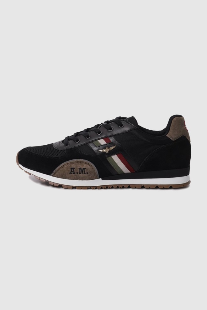 AERONAUTICA MILITARE Black leather men's sneakers