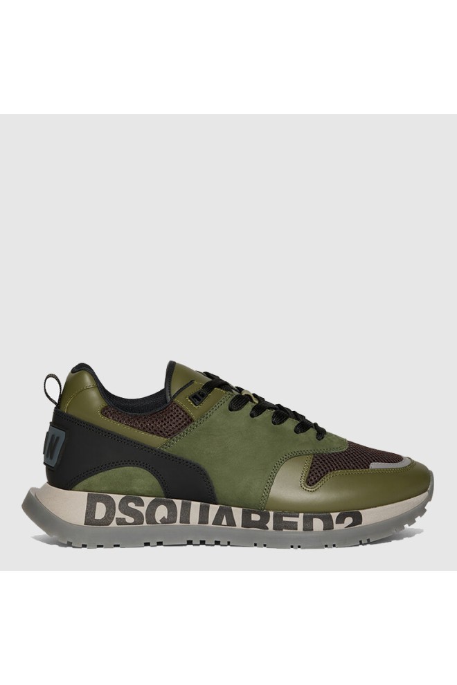 DSQUARED2 Zielone sneakersy z logo na podeszwie