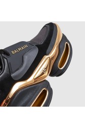 BALMAIN Sneakersy skórzane damskie czarno-złote B-Bold