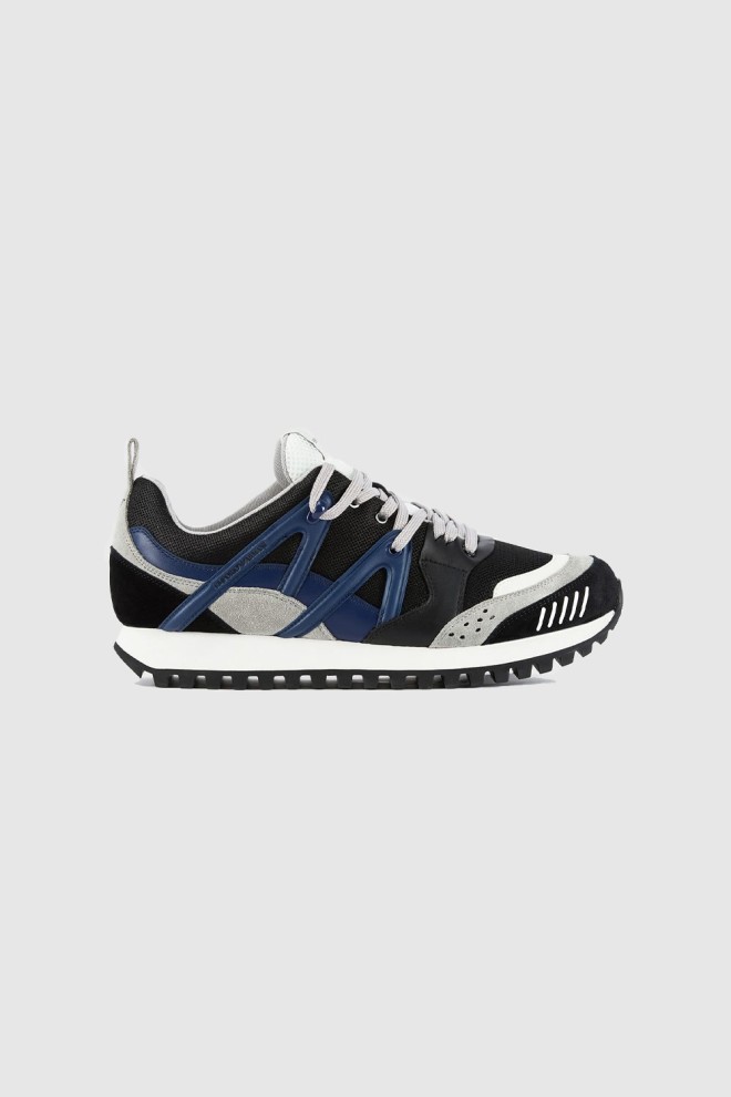 EMPORIO ARMANI Black men's sneakers with blue elements