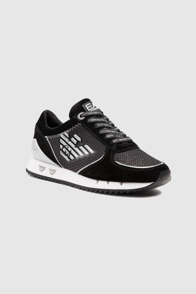 EA7 Black women's sneakers with silver logo