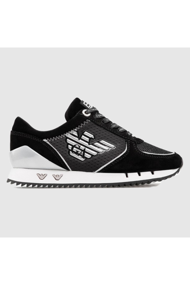 EA7 Black women's sneakers with silver logo