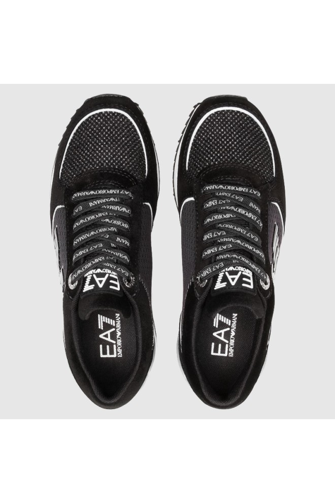 EA7 Black women's sneakers with silver logo