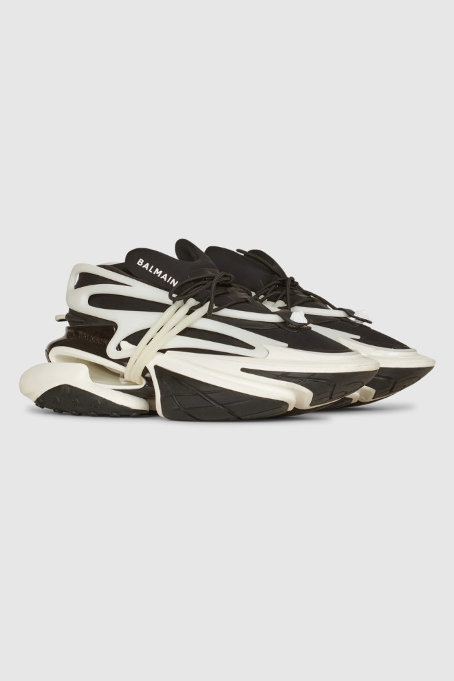 BALMAIN Black and white Unicorn men's sneakers