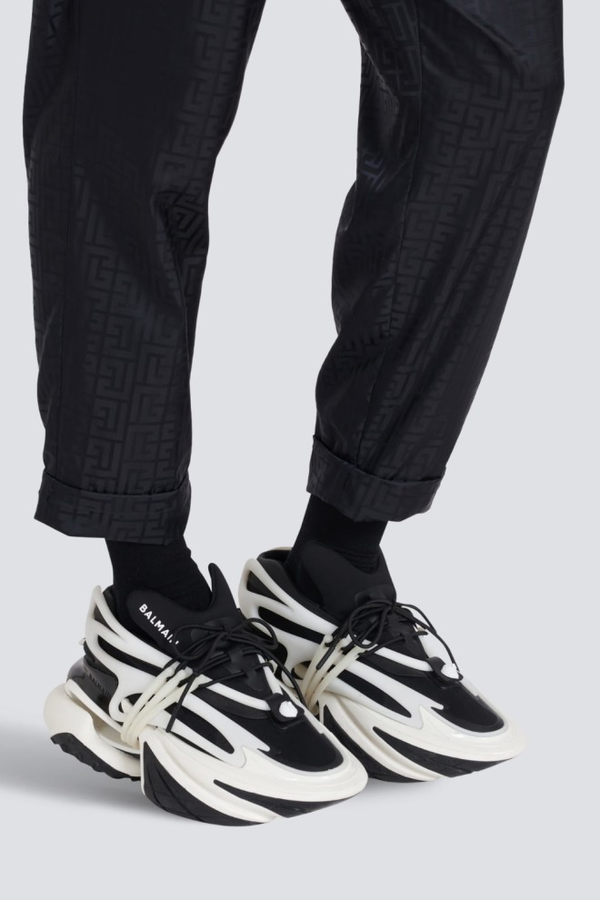 BALMAIN Black and white Unicorn men's sneakers