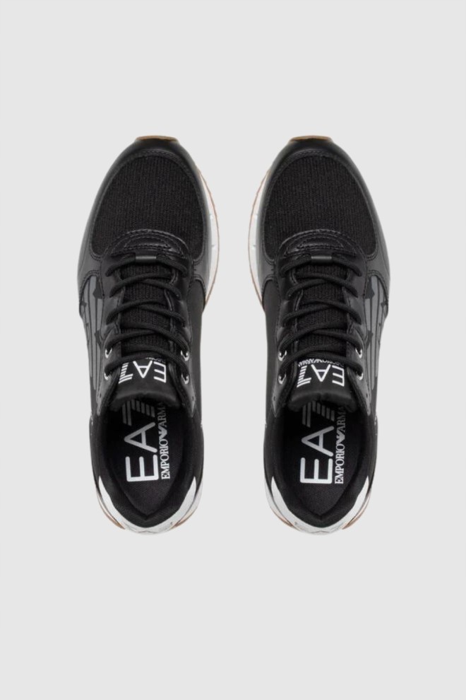 EA7 Black sneakers with white sole