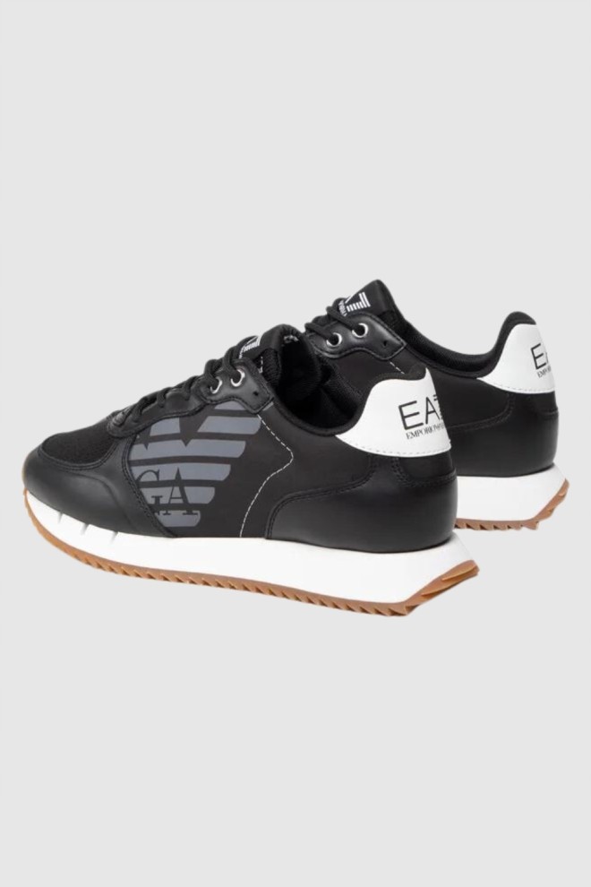 EA7 Black sneakers with white sole