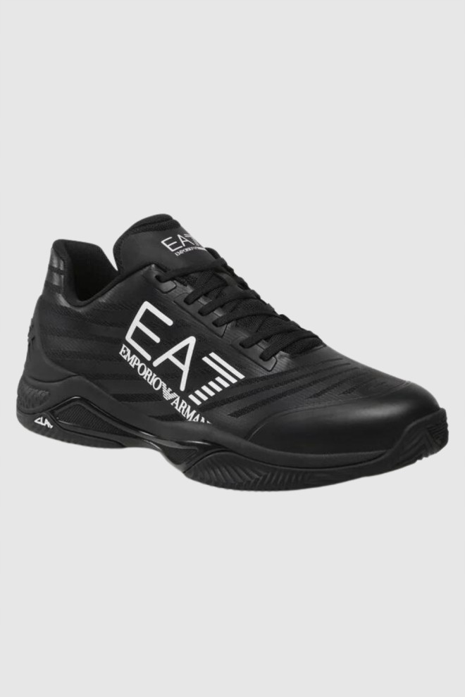 EA7 Black men's sneakers with white logo