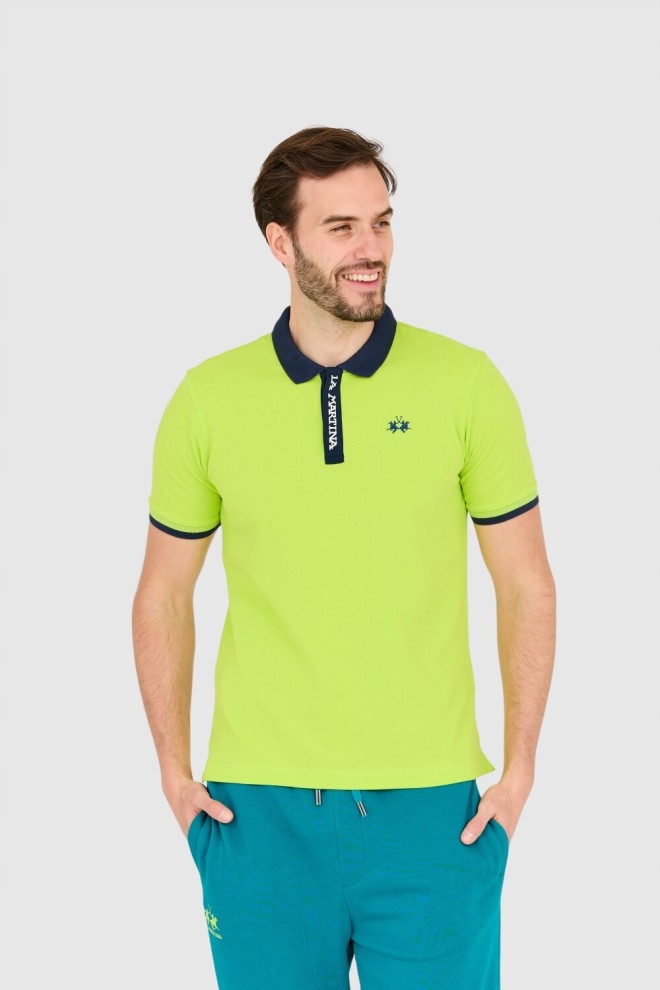 LA MARTINA Tricou polo verde pentru bărbați