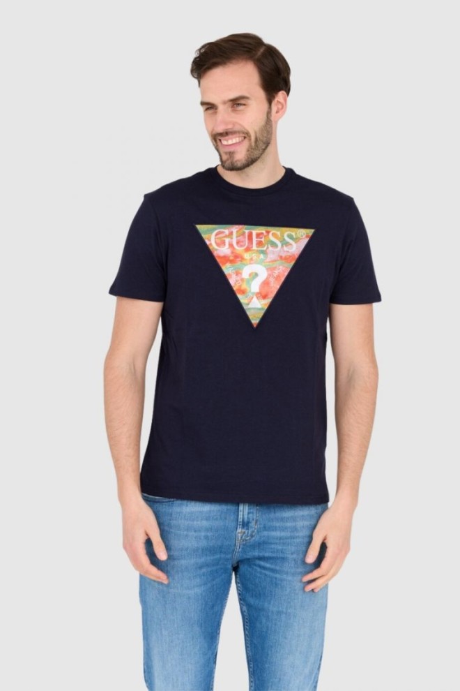 GUESS Bărbați albastru marin bumbac slim fit T-shirt