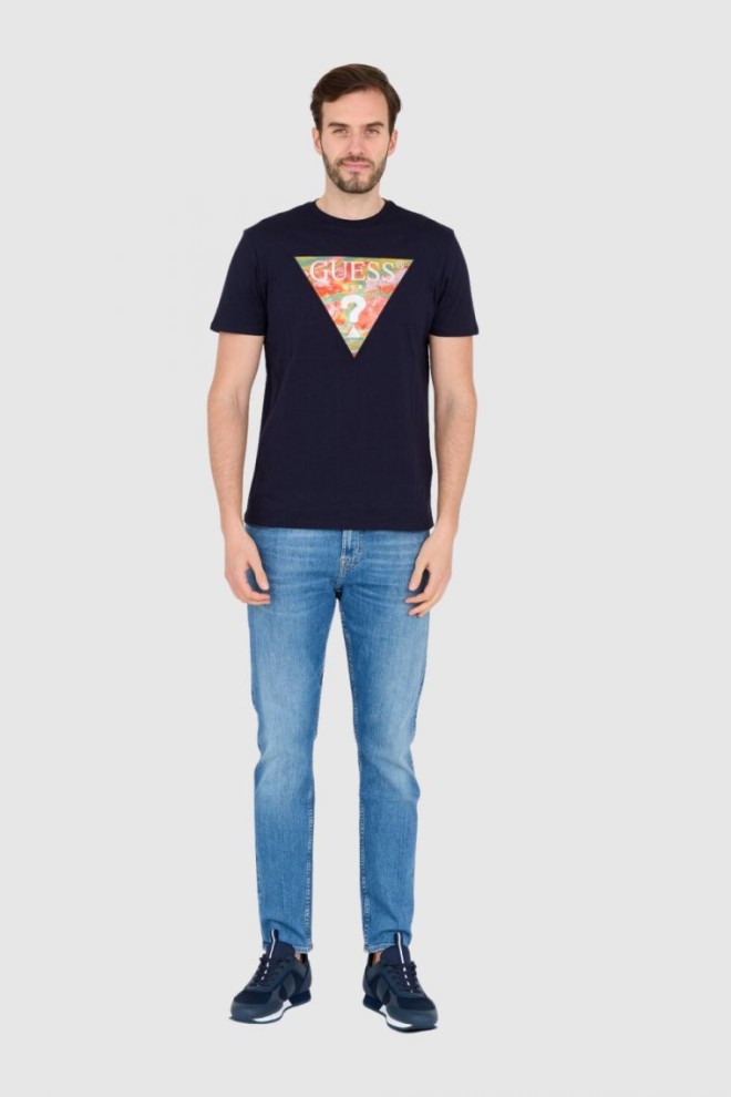 GUESS Bărbați albastru marin bumbac slim fit T-shirt