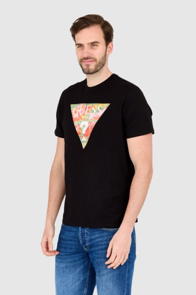 GUESS Bumbac negru bărbați slim fit T-shirt