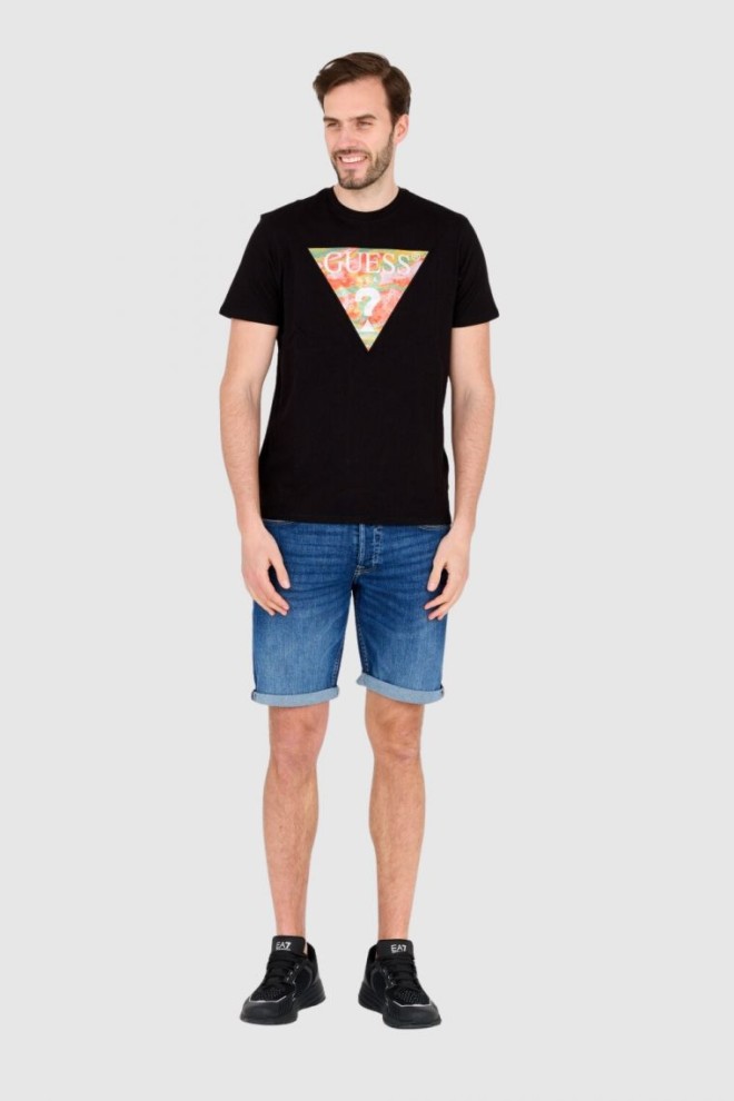 GUESS Bumbac negru bărbați slim fit T-shirt