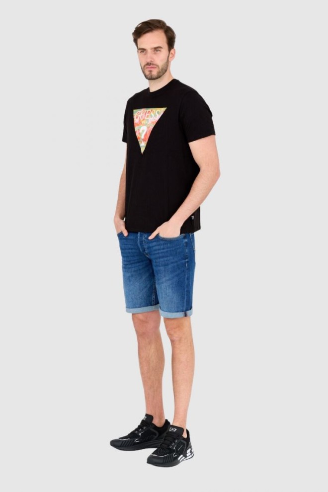 GUESS Bumbac negru bărbați slim fit T-shirt
