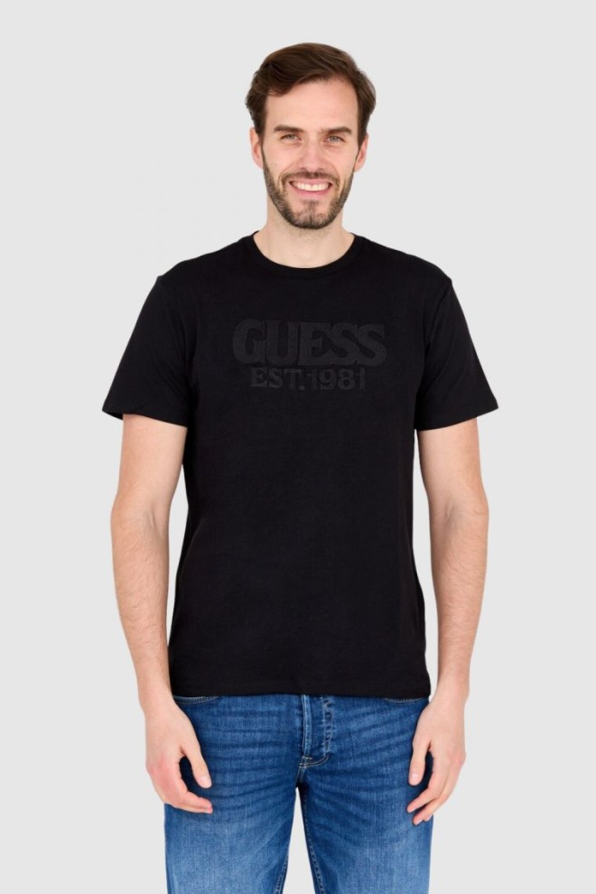 GUESS Bumbac negru bărbați slim fit T-shirt