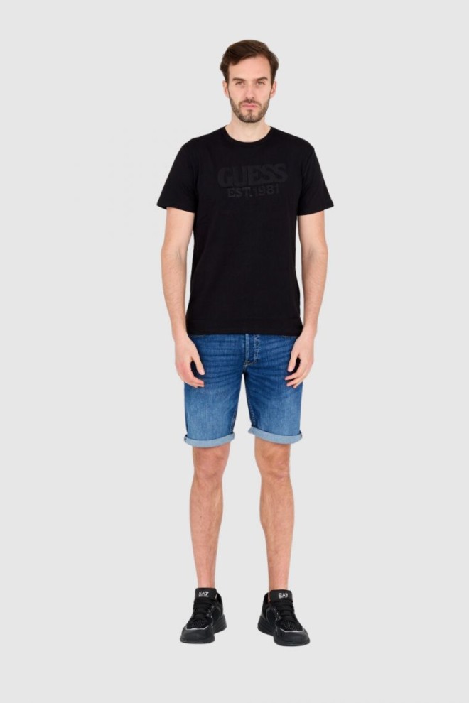 GUESS Bumbac negru bărbați slim fit T-shirt