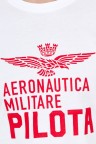 AERONAUTICA MILITARE Biały t-shirt męski z aksamitnym logo
