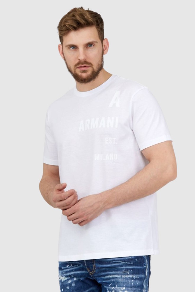 ARMANI EXCHANGE Tricou alb pentru bărbați cu logo alb