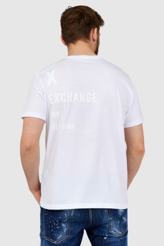 ARMANI EXCHANGE Біла чоловіча футболка з білим логотипом