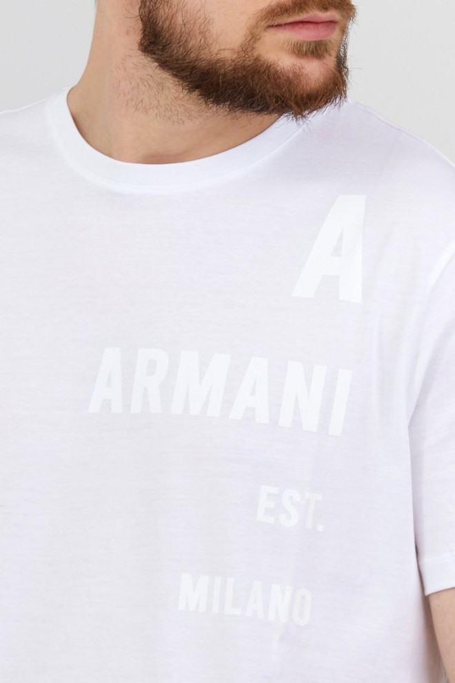 ARMANI EXCHANGE Tricou alb pentru bărbați cu logo alb