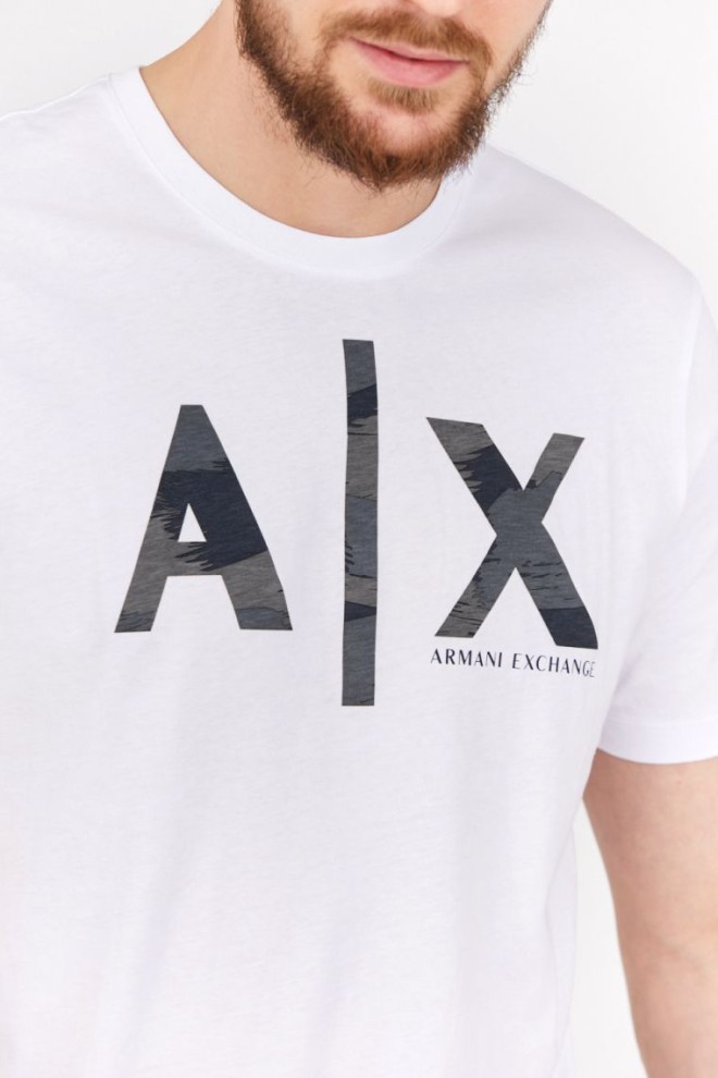 ARMANI EXCHANGE Biały t-shirt męski z szarym logo