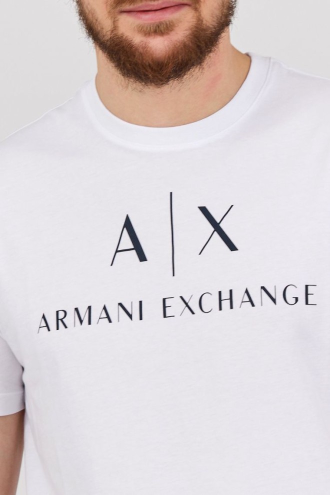 ARMANI EXCHANGE Біла чоловіча футболка з чорним логотипом