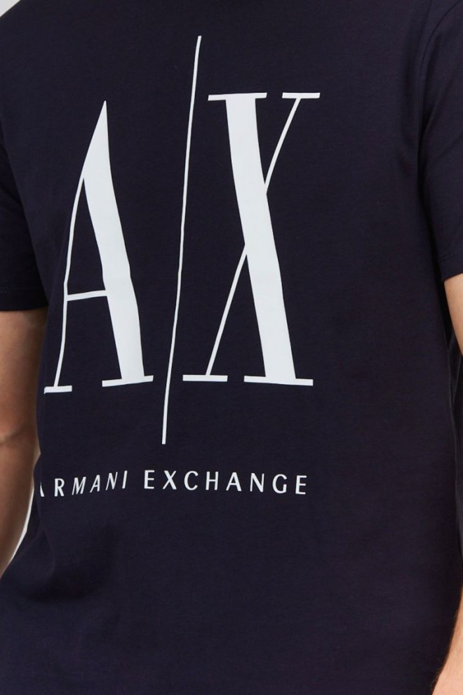 Tricou ARMANI EXCHANGE albastru marin pentru bărbați cu logo mare