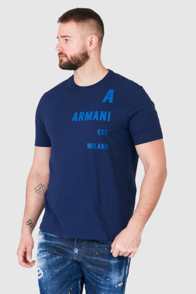 Tricou cu logo ARMANI EXCHANGE albastru marin pentru bărbați