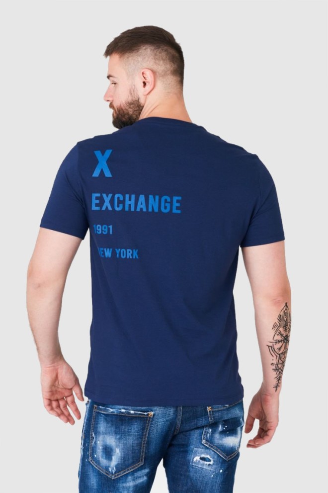 Tricou cu logo ARMANI EXCHANGE albastru marin pentru bărbați