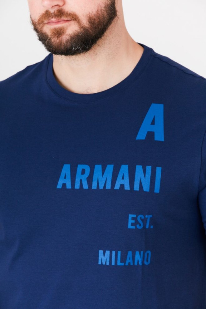 Tricou cu logo ARMANI EXCHANGE albastru marin pentru bărbați