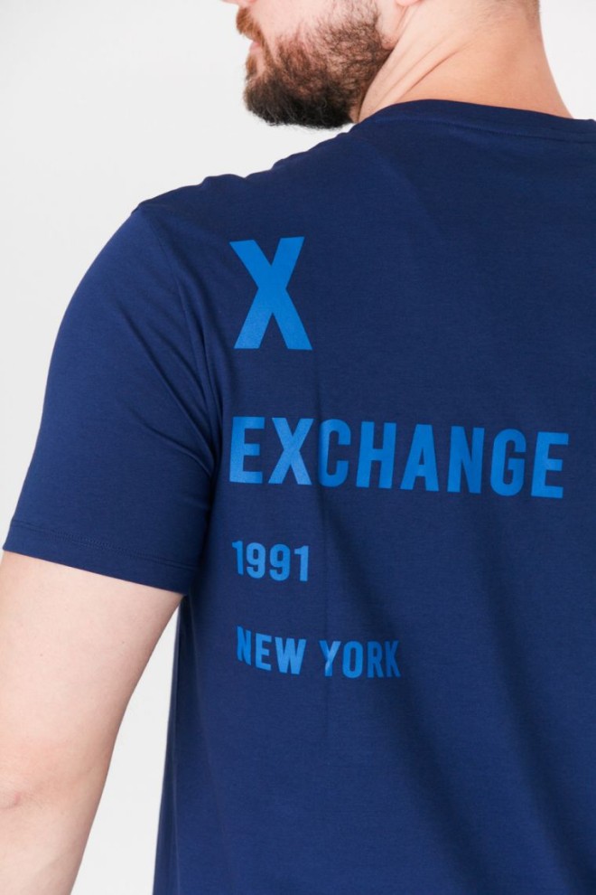 Tricou cu logo ARMANI EXCHANGE albastru marin pentru bărbați