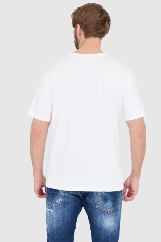 BALMAIN White men's t-shirt with printed black logo